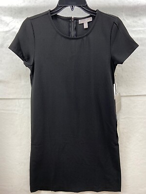 #ad Chelsea 28 Dress Womens Sz XS Solid Black Short Sleeve A Line NWT $89 $16.50