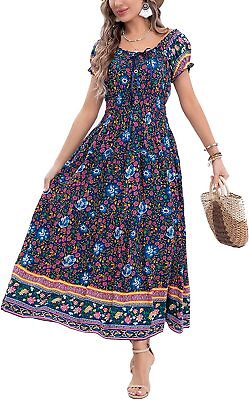#ad Women’s Sleeveless Summer Flowy Printed Boho Maxi Long Dress Dresses for Wedding $67.65