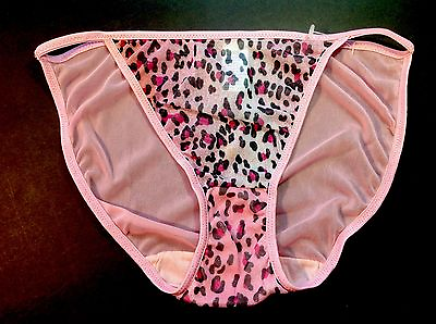 Women PantiesBikinis Size M 6 Medium sheer Pink Metallic Animal Print Elastic $12.99