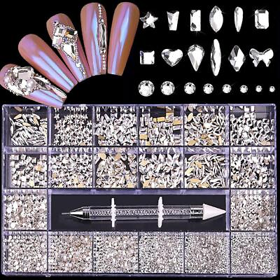3100Pcs Luxury Shiny Diamond Nail Art Rhinestone Crystal DIY Up Pick Box A5L2 $20.39