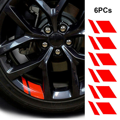 6 PCS Reflective Car Wheel Rim Vinyl Decal Sticker Accessories Red for 18quot; 21quot; $3.99