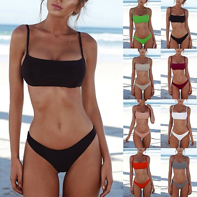#ad Women Bandeau Bandage Bikini Padded Set Brazilian Swimwear Beachwear Swimsuit $11.87