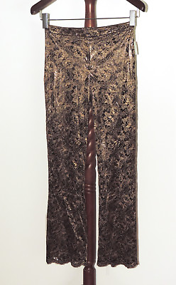 Rampage Metallic Gold Lace Pants Junior size 5 Scalloped Hems NWT $18.95