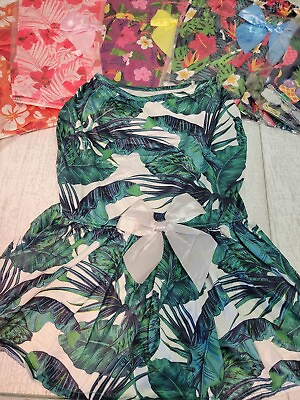 #ad 7pc Summer Tropical Themed Dog Dresses Lightweight Silky Bow $28.93