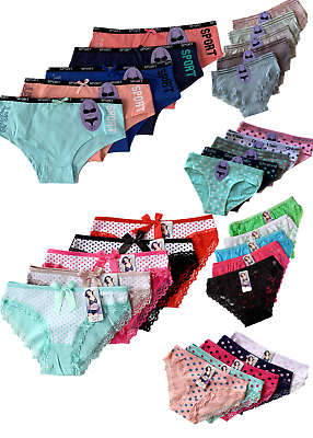 #ad LOT 5 Women Bikini Panties Brief Floral Lace Cotton Underwear Size M L XL $10.99