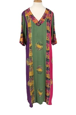 Vintage Soft Surroundings Maxi Dress Large Petite Bohemian Crepe Pockets $48.27