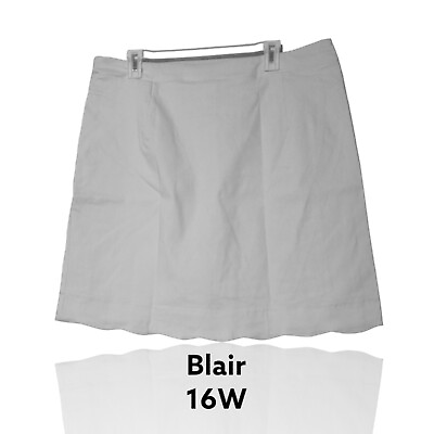 #ad Blair Size 16W Pull On Skirt Length 21” White Poly Nylon Spandex. NS 2 $10.38
