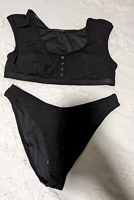 #ad NWT CUPSHE Black Bikini With Snaps Size M $35.00