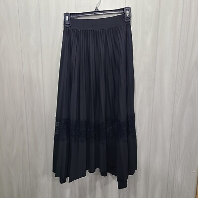 #ad Ninexis Skirt Black Knee Length Lace Crochet One Size $14.19