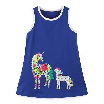 #ad NEW Unicorn Girls Blue Short Sleeve Dress $8.44