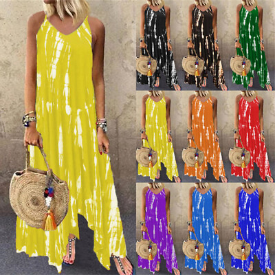#ad #ad Plus Size Womens Summer Maxi Dress Ladies Casual Loose Long Dresses Plus Size $22.09