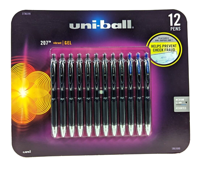 #ad Uni Ball 207 Gel Pens Retractable 0.7mm Medium Tip Blue Black Ink 12 Count $12.99