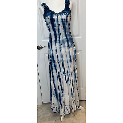 #ad Anthropologie LAPIS tie dyed blue boho dress medium large maxi $34.00