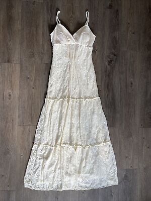 #ad HeartSoul Boho Lace Tiered Maxi Dress Size M Sleeveless Padded Summer Lined $20.00