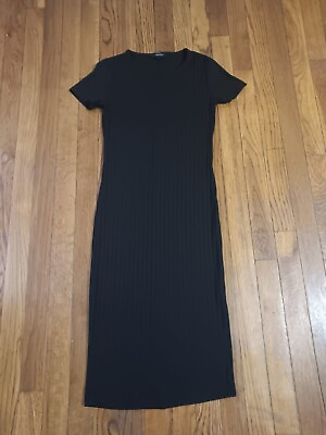 #ad FOREVER 21 WOMENS SHORT SLEEVE BLACK LONG CASUAL DRESS SIZE X SMALL $14.17