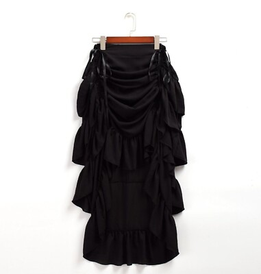 #ad Graceart Women#x27;s Black High Low Steampunk Ruffle Skirt Costume Size Medium $26.99