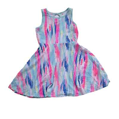 #ad Justice Girls Colorful Summer Dress Size 12 Pink Blue Sleeveless Dress $12.99