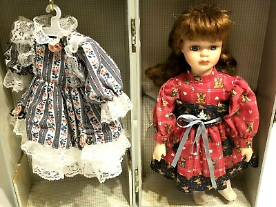 #ad Lasting Impressions Porcelain Doll With Wardrobe Extra Dress $17.95