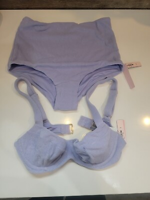 #ad Victoria Secret Essential Bikini 2 piece Set Top 34C Bottom Medium NWT Lavender $23.99