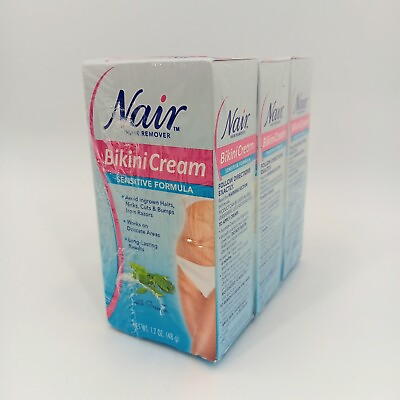 #ad Nair Hair Remover Bikini Cream Sensitive Formula 3 Pack 1.7 Oz each NEW AB4 $23.02