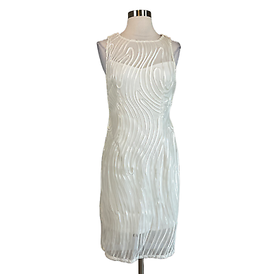 #ad Adrianna Papell Women#x27;s Cocktail Dress Size 6 White Sleeveless Cutout Sheath $59.99