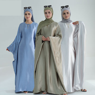 #ad #ad Muslim Women Plain Abaya Maxi Dress Dubai Turkey Loose Kaftan Arab Robe Cocktail $54.47