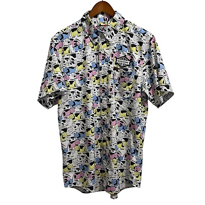 #ad Dixxon Flannel Mooo Cows Party Shirt Men All Over Print Pocket MEDIUM X1 $19.99
