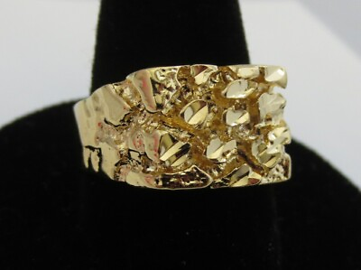 SIZE 5 10 MENS 14 KT GOLD PLATED DESIGNER NUGGET SQUARED OFF RING STYLE 1 $11.96