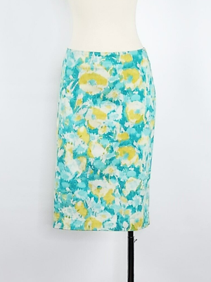#ad Taslbots Blue Watercolor Print Knee Length Pencil Skirt Women#x27;s Size 10 $13.00