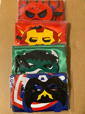 #ad Double Side Kids Capes with Masks Costume Halloween and Birthday Party Dress Up $6.50