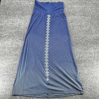 Prana Skirt Womens S Benita Maxi Blue Striped Ombre Embroidered Stretch Pull On $24.99