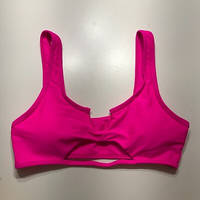 NEW Bikini Top Pink Cutout Push Up Sporty Removable Padding Womens Size Medium $12.99