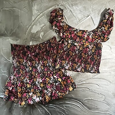 #ad #ad Floral 2 Piece Set Skirt and Off The Shoulder Top $22.00