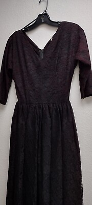 #ad 24quot; waist Julie Miller 1960s vintage BLACK FADED LACE EPIC LITTLE BLACK DRESS XS $68.75