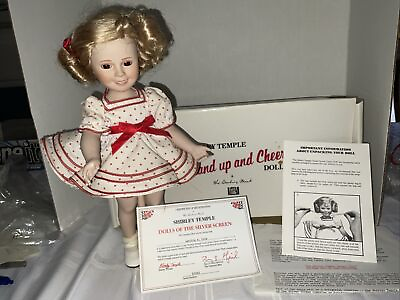 #ad 1986 Danbury Mint Shirley Temple Stand Up And Cheer 14quot; Doll Stand Cert. Box $24.64
