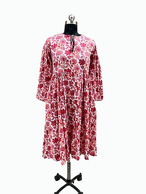 #ad Summer Handmade Floral Cotton Women Maxi Dresses Hippie Wrap Vintage Dress $49.99