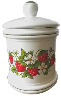 #ad #ad Sears and Roebuck Strawberry Fields Vintage Kitchen 9.5quot;x6quot; Canister Cookie Jar. $24.30