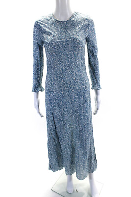 #ad Doen Womens Cotton Long Sleeve Floral Maxi Dress Blue Size XS $233.99