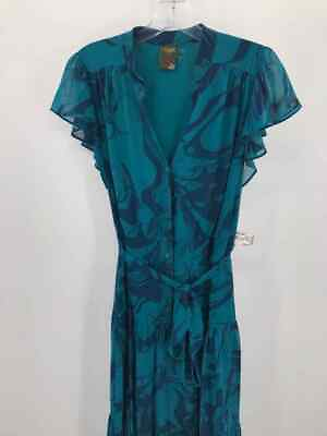 #ad Pre Owned Taylor Blue Size 8 Maxi Short Sleeve Dress $28.99