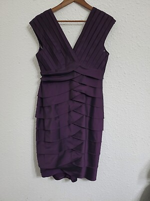 #ad Adrianna Papell Cocktail Dress Size 10 Purple Sleeveless Shutter Plea $27.00