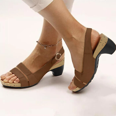 #ad Women Sandals Women Elegant Comfortable Open Toe Dress Sandals Size $19.89