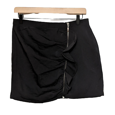 #ad Zara Basic Collection M Black Ruffle Front Mini Skirt Zip Up Front Women#x27;s $24.88