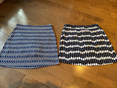 #ad Segments Luxe Blue White Pattern Skort Shorts Under Skirt Women’s S Stretch Lot C $32.80