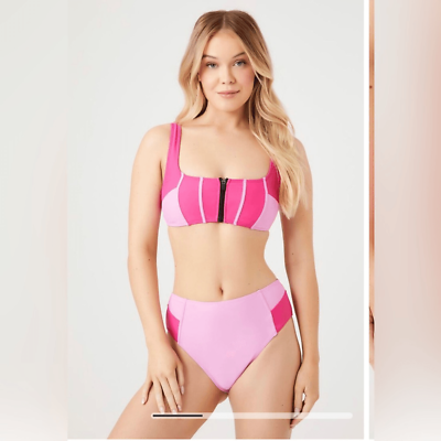 #ad Colorblock Zip Up Bikini set size S $20.00