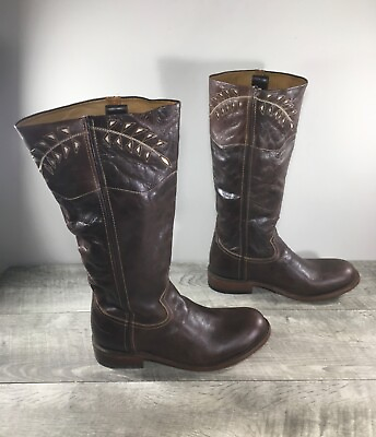 #ad Loblan 505439 Inlay Frontier Leather Pull On Campus Riding Womens Boots Size 8 $144.48