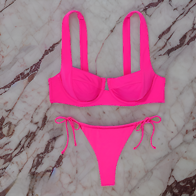 #ad Victoria#x27;s Secret Full Coverage swim set birds of paradise itsy bottom hot pink $62.10