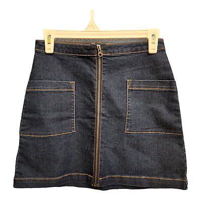 #ad Refuge Skirt Juniors SMALL Denim Blue Jean Full Zipper Stretchy Pockets Casual $12.99