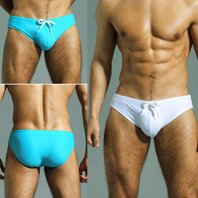 #ad Men Swim Briefs Sexy Swimwear Bikini Low Rise Swimsuits Beachwear Drawstring $8.89