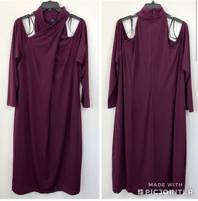 Rachel Roy Simone Cold Shoulder Dress Burgundy Plus Size 3X $20.99