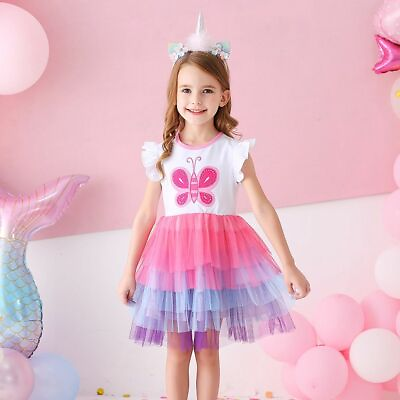 #ad Girls Toddler TutuSequinedMermaide UnicornStar Birthday Party Dress $17.99